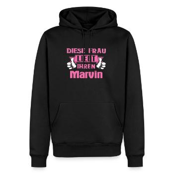 Diese Frau liebt ihren Marvin - Männer Premium Bio Hoodie - Schwarz - Vorne - Nico (187cm)