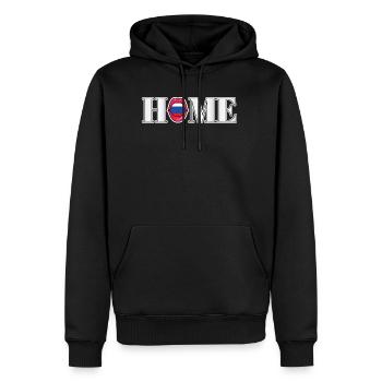 Russie Accueil cadeau - Sweat à capuche Premium bio Homme - noir - Devant - Nico (187cm)