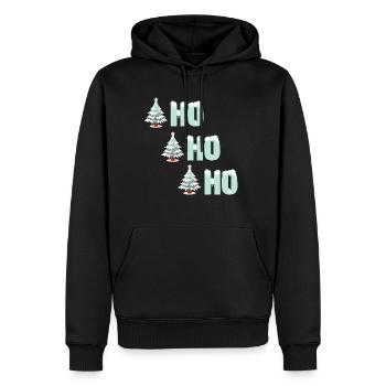 Noël - Ho Ho Ho - Père Noël cadeau - Sweat à capuche Premium bio Homme - noir - Devant - Nico (187cm)