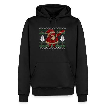 Tamponner Père Noël laid T-shirt - Sweat à capuche Premium bio Homme - noir - Devant - Nico (187cm)