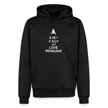 keep calm love Pinguine Linux nerd computer cpu lo - Männer Premium Bio Hoodie - Schwarz - Vorne - Nico (187cm)