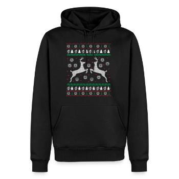 Rendeer Ugly Christmas Sweater Geschenk - Männer Premium Bio Hoodie - Schwarz - Vorne - Nico (187cm)