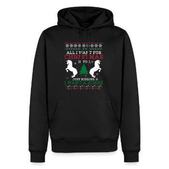 Tout ce que je veux - Cheval de Noël vilain petit cadeau Sweater - Sweat à capuche Premium bio Homme - noir - Devant - Nico (187cm)