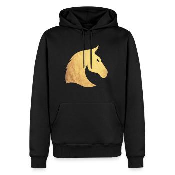 cheval d'or - Sweat à capuche Premium bio Homme - noir - Devant - Nico (187cm)