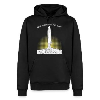 BFR: Big Fucking Rocket handgezeichnete Raumschiff Geschenk - Männer Premium Bio Hoodie - Schwarz - Vorne - Nico (187cm)