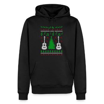 Instrument de musique guitare laid de Noël - Sweat à capuche Premium bio Homme - noir - Devant - Nico (187cm)