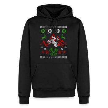motorcross laid noël dirtbike - Sweat à capuche Premium bio Homme - noir - Devant - Nico (187cm)