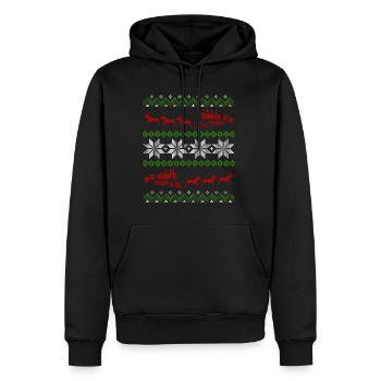 Locomotive ferroviaire laid de Noël - Sweat à capuche Premium bio Homme - noir - Devant - Nico (187cm)