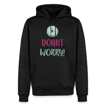 Donut vous inquiétez pas - énonciation drôle - Sweat à capuche Premium bio Homme - noir - Devant - Nico (187cm)