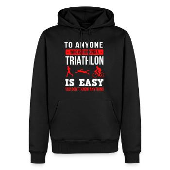 Triathlon TShirt · Triathletin · Triathlet · Sport - Männer Premium Bio Hoodie - Schwarz - Vorne - Nico (187cm)
