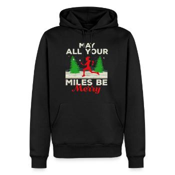 tous vos Miles peuvent être Joyeux Courir Cadeau - Sweat à capuche Premium bio Homme - noir - Devant - Nico (187cm)