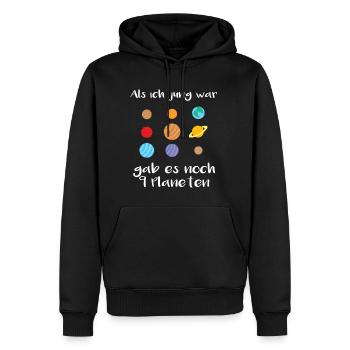 Als ich jung war, gab es noch 9 Planeten - Männer Premium Bio Hoodie - Schwarz - Vorne - Nico (187cm)