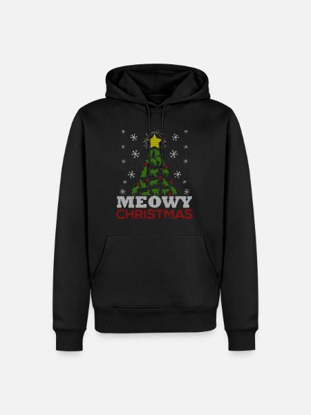 Meowy Christmas Tree Ugly Shirt - Men’s Premium Organic Hoodie - black