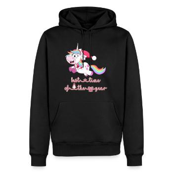 licorne licorne - Sweat à capuche Premium bio Homme - noir - Devant - Nico (187cm)