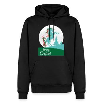 cadeau shirt licorne Joyeux Noël - Sweat à capuche Premium bio Homme - noir - Devant - Nico (187cm)