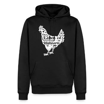 Huhn | Henne | Das Leben ist besser mit Hühnern - Männer Premium Bio Hoodie - Schwarz - Vorne - Nico (187cm)