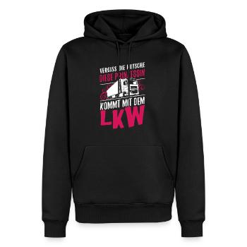 LKW-Fahrerin Shirt · Lastwagen · Truck Prinzessin - Männer Premium Bio Hoodie - Schwarz - Vorne - Nico (187cm)