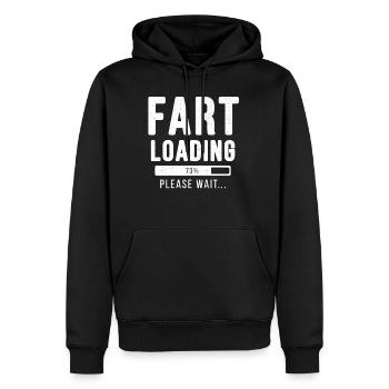 Fart loading... Please wait! - Furz Shirt - Männer Premium Bio Hoodie - Schwarz - Vorne - Nico (187cm)