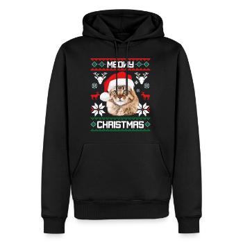 Meowy Noël Maine Coon Cat Joyeux Noël - Sweat à capuche Premium bio Homme - noir - Devant - Nico (187cm)