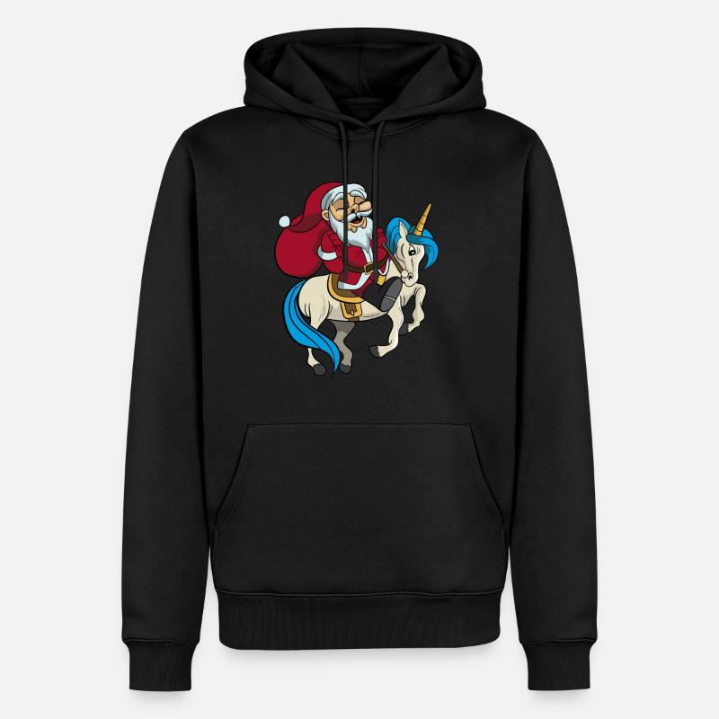 Santa Reitet auf Einhorn Weihnachten Geschenk - Männer Premium Bio Hoodie - Schwarz