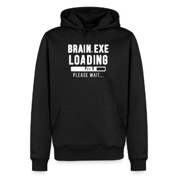 Brain.exe loading... please wait! - Männer Premium Bio Hoodie - Schwarz - Vorne - Nico (187cm)