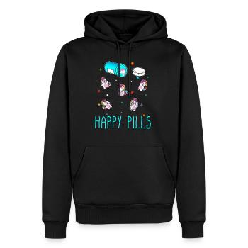 Happy Pills - Männer Premium Bio Hoodie - Schwarz - Vorne - Nico (187cm)