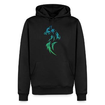 Schönes zweifarbiges Tribal Tattoo Motiv Wolf - Männer Premium Bio Hoodie - Schwarz - Vorne - Nico (187cm)