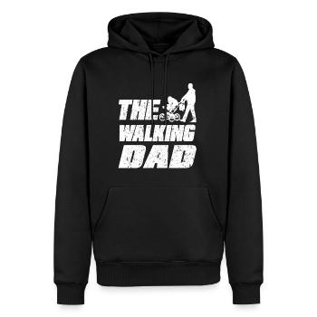 Le père de marche - Sweat à capuche Premium bio Homme - noir - Devant - Nico (187cm)