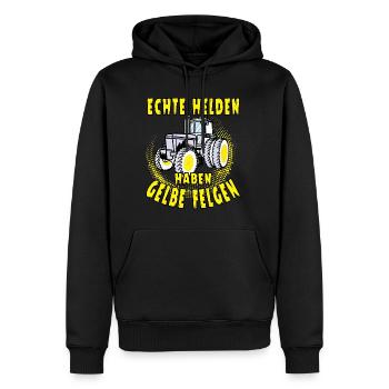 echte helden haben gelbe felgen 01 - Männer Premium Bio Hoodie - Schwarz - Vorne - Nico (187cm)