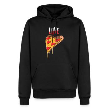 Pizza Liebe - Männer Premium Bio Hoodie - Schwarz - Vorne - Nico (187cm)
