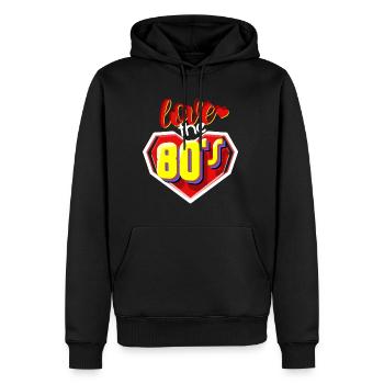 Liebe die 80er Jahre - Männer Premium Bio Hoodie - Schwarz - Vorne - Nico (187cm)