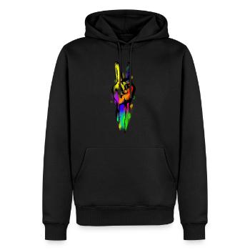 Weltfriedenszeichen - Männer Premium Bio Hoodie - Schwarz - Vorne - Nico (187cm)