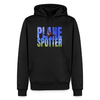 conception avion spotter comme un cadeau - Sweat à capuche Premium bio Homme - noir - Devant - Nico (187cm)