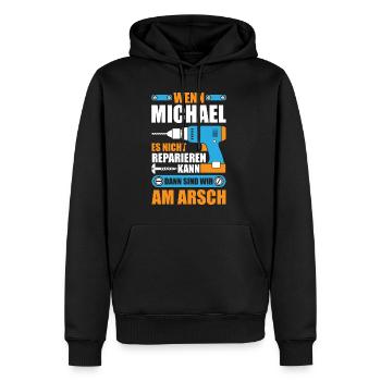Michael reparieren Bohrmaschine Geschenk - Männer Premium Bio Hoodie - Schwarz - Vorne - Nico (187cm)