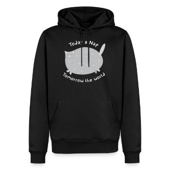 Katze / schlafen / Weltherrschaft / Geschenk - Männer Premium Bio Hoodie - Schwarz - Vorne - Nico (187cm)