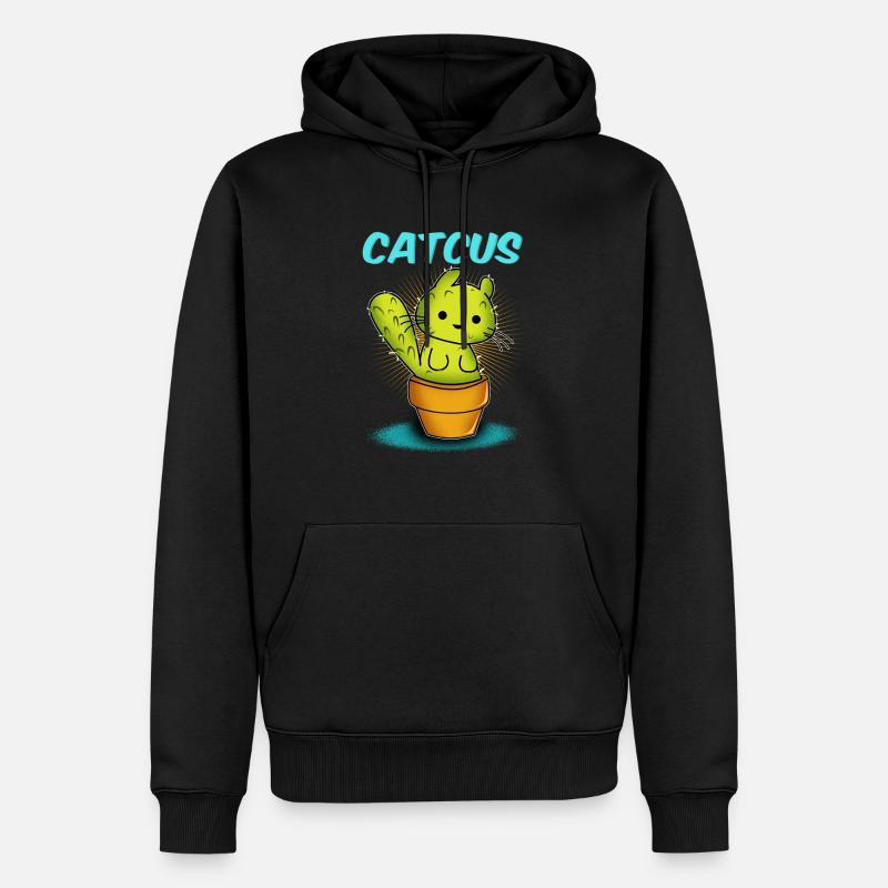 Chat / CATCUS / Cactus / Cadeau - Sweat à capuche Premium bio Homme - noir