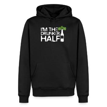 Funny St.Patrick's Day TShirt I'm the Drunker Half - Men’s Premium Organic Hoodie - black - Front - Nico (187cm)