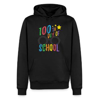 100e jour d'école T pour les enseignants et les étudiants - Sweat à capuche Premium bio Homme - noir - Devant - Nico (187cm)