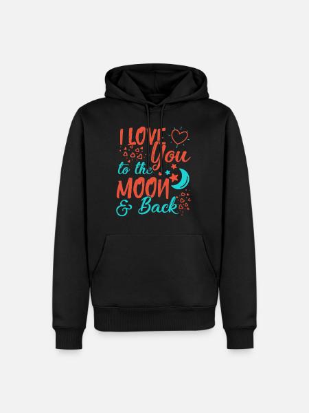 Ti amo To The Moon and Back - Felpa con cappuccio ecologica premium da uomo - nero