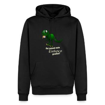 Dino T-Rex frisst ein Einhorn lustiges Geschenk - Männer Premium Bio Hoodie - Schwarz - Vorne - Nico (187cm)