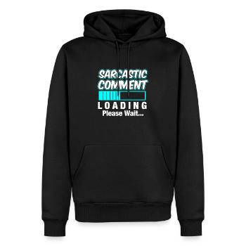 SARCASTIC COMMENT / Gift / Sarkasmu - Men’s Premium Organic Hoodie - black - Front - Nico (187cm)