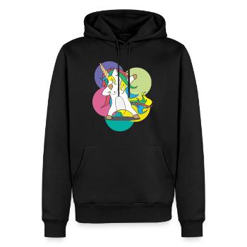 Dabbing Unicorn / Swag / Einhorn / Geschenk Shirt - Männer Premium Bio Hoodie - Schwarz - Vorne - Nico (187cm)