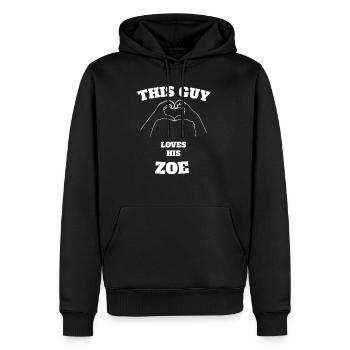 Ce mec aime son cadeau de jour de Valentine de Zoe - Sweat à capuche Premium bio Homme - noir - Devant - Nico (187cm)