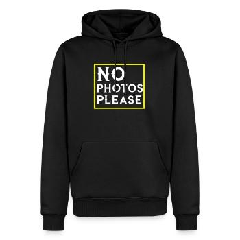 Kein Foto bitte - Geschenk - lustig - Fotografie - Männer Premium Bio Hoodie - Schwarz - Vorne - Nico (187cm)