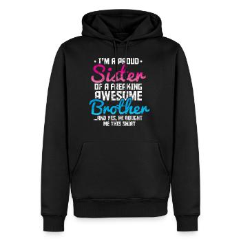 Stolze Schwester eines großartigen Bruders - Männer Premium Bio Hoodie - Schwarz - Vorne - Nico (187cm)