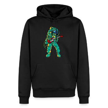 Raumfahrer, der Gitarren-lustigen Rock Cartoon Cool spielt - Männer Premium Bio Hoodie - Schwarz - Vorne - Nico (187cm)