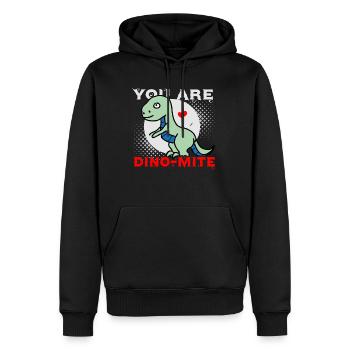 You are Dino-Mite - Dino Spruch - Liebe - Männer Premium Bio Hoodie - Schwarz - Vorne - Nico (187cm)
