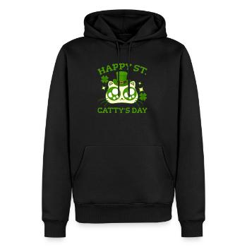 Glücklichen St. Cattys Tag St. Patricks Funny Cat Clover - Männer Premium Bio Hoodie - Schwarz - Vorne - Nico (187cm)