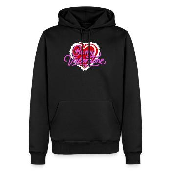 Magasin Be My Valentine coeur rouge Conception cadeau - Sweat à capuche Premium bio Homme - noir - Devant - Nico (187cm)
