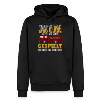 firetruck2 - Männer Premium Bio Hoodie - Schwarz - Vorne - Nico (187cm)